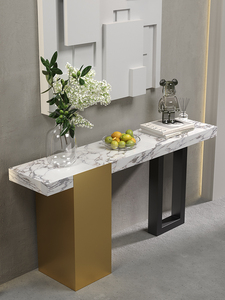Placa de piedra de mármol de lujo ligera italiana moderna mesa de consola ultra estrecha para sala de estar Villa Hotel <span class=keywords><strong>pasillo</strong></span> - Product Image 2