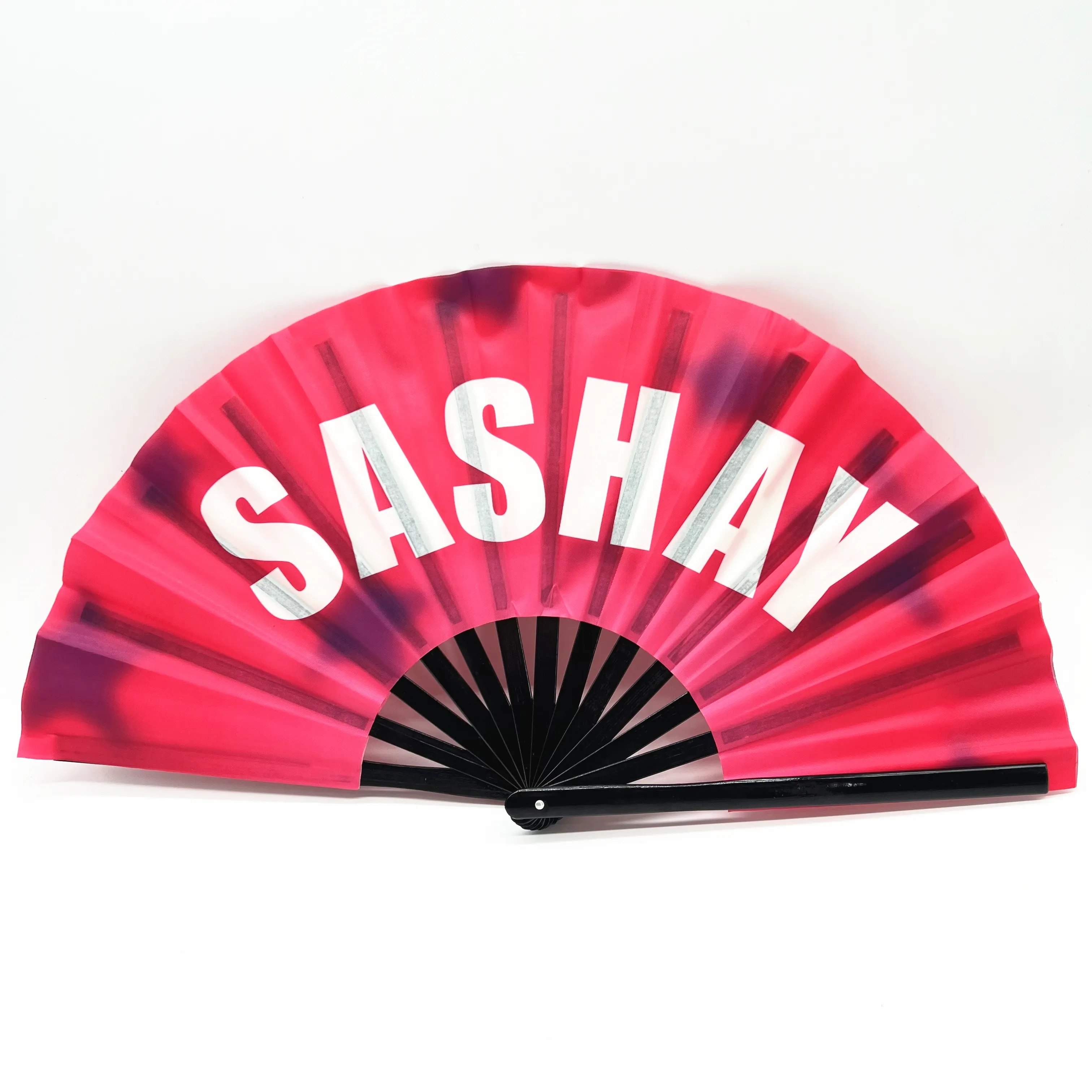 Sürükle yarış Sashay Away çift taraflı büyük bambu yelpaze Clack alkış Rave Fan geçit için