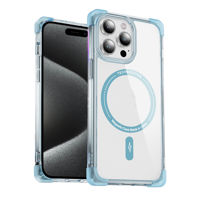 New Clear Magnetic Shockproof Hard TPU+Acrylic+Manganese Steel Sheet Anti-Yellow Mobile Phone Case for 16 Pro Max 2-in-1