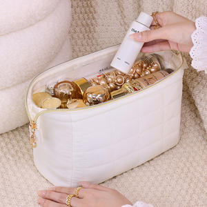 Trousse <span class=keywords><strong>de</strong></span> Maquillage <span class=keywords><strong>de</strong></span> Voyage Matelassée à Fermeture Éclair Large Ouverture pour Femmes - Product Image 4