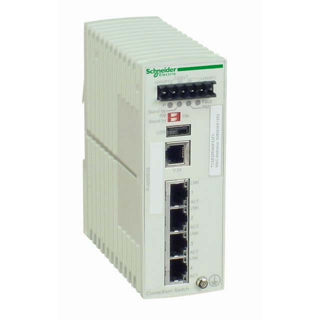 Industrial Managed Ethernet Switch TCSESM043F23F0 4 Ports 10 100BASE TX Copper 12 48V DC DIN Rail for Network Redundancy
