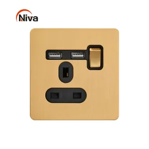 Retro Wall Switch High Quality Color Bronze 13A UK Socket +2USB Electrical Light Switch And Sockets