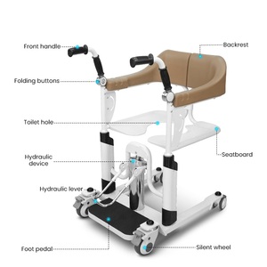KSM-208 Hydraulic Patient Lift Transfer Chair with <b>Commode</b> <b>Portable</b> Medical Nursing Device for Handicapped Home Care - Product Image 4