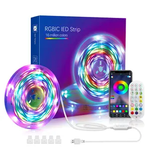 2023 best sell Amazon smart led strip light deram color RGBIC 1m 2m 3m 4m 5m 5050 BT app control RGBIC smart light
