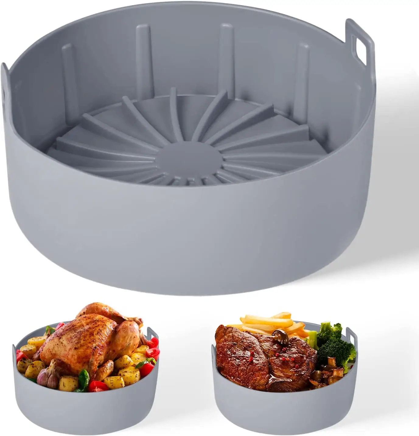 7.5inch Round Air Fryer Liners Reusable Detachable Baking Basket Grill Mat Kitchen Cake Cooking Silicone Pot for Air Fryer