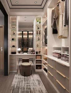 Luxury Modern Open Concept Walk-in <strong>Wardrobe</strong> Closet Melamine Wood Shelving <strong>Storage</strong> <strong>Unit</strong> for Bedroom Villa Hotel Use - Product Image 4