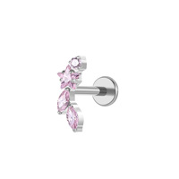 Cincin Segmen Berengsel Titanium ASTM F136 Yazi dengan Zirkon Ganda, Perhiasan Tindik Hidung Septum Conch yang Trendi