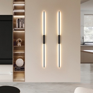 Nueva Lámpara de Pared LED Minimalista de Tira Larga para Dormitorio de Hotel, Lámpara de Noche con Control Remoto, Luz Blanca Cálida, B22, Negra, para Sala de Estar y TV - Product Image 4