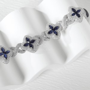 Bracelet Chaîne à Maillons Personnalisés en Argent Sterling 925 Plaqué Or, Style Hip Hop, Sertis de Diamants, Élégant et Raffiné pour Femme - Product Image 2