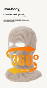 JX özel tasarım nakış logosu Balaclava motosiklet 3 delik tam yüz örgü kayak Mak bere Balaclava şapka kayak maskesi - Product Image 6