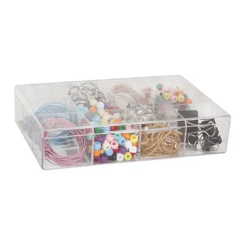 21983 Darice 12 Compartment Clear Plastic Bead Box Acrylic Bead Organizer for small craft and rhinestones