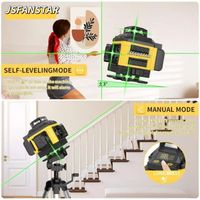 Niveau Laser 4D Numérique 16 Lignes Lumière Verte 360 Rotatif Automatique Autonivelant avec Trépied et Mire