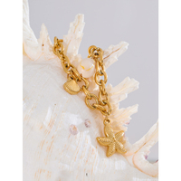 JINYOU 4282 acier inoxydable 18K or PVD plaqué métal chaîne Bracelet étanche océan pendentif breloque étoile de mer coquille Bracelet