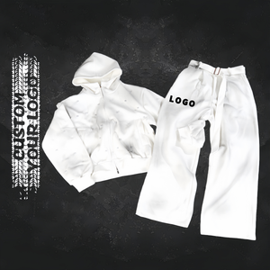 Conjunto Deportivo Vintage con Logotipo Personalizado, Sudadera con Capucha y Cremallera, Pantalones Deportivos de Pierna Recta, Chándal para Hombre - Product Image 1