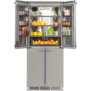 Réfrigérateur portable à compresseur intégré en acier inoxydable grande capacité, à portes françaises, pour usage domestique, hôtelier et extérieur - Product Image 3