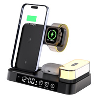 Station de charge sans fil 3 en 1 30W avec réveil, veilleuse et charge rapide pour iPhone, Samsung Galaxy Watch, iWatch