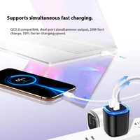 Personnalisable UK EU US Plug 20W 5V-3A Dual Port 1 Usb-A 1 Type-1 Chargeur de téléphone Adaptateur de voyage avec voyant de charge LED