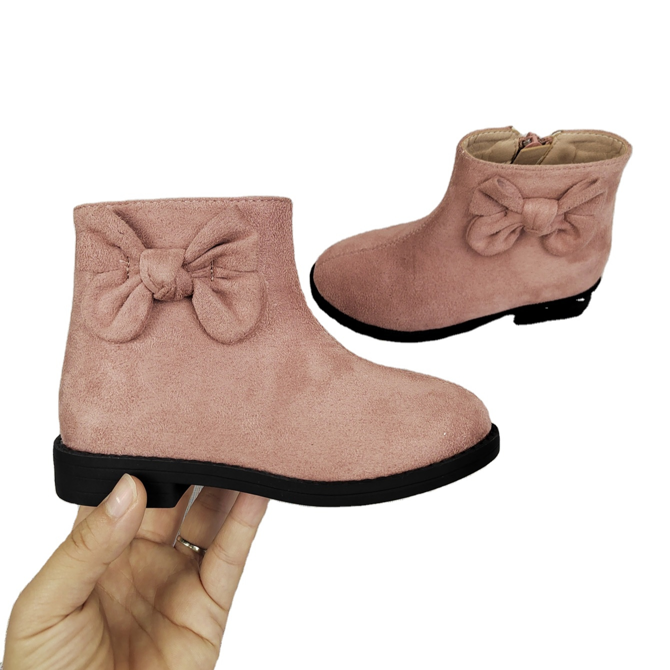 The new 2021 winter bootie fashion diamond with bow warm girl's boot side zipper design