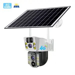 Nieuwe Low Power Pir Outdoor Zonne-Energie Netwerk Camera Dual Lens Cctv Solar V380 Pro 4G Camera