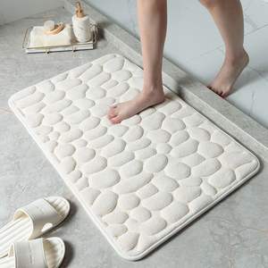 Tapis antidérapant en mousse à mémoire de forme, motif pavés en relief, pour salle de bain, côté lavabo, baignoire, tapis de sol, paillasson de douche - Product Image 2