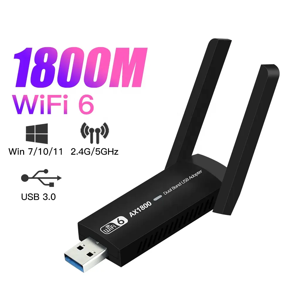Manufacturer High Speed wifi 6 ax1800 usb wifi adapter dual band wireless network card for PC wifi receiver