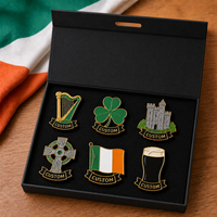 Coffret Cadeau Personnalisé Épinglette Émaillée Symbole Irlandais Trèfle, Souvenir Touristique, Badge Éléments d'Irlande