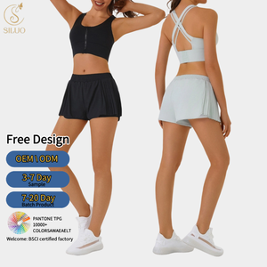 Conjunto Deportivo Personalizado con Cierre Frontal y Espalda Cruzada, Top Deportivo Transpirable, Shorts de Cintura Alta, Ropa Deportiva Elástica para Yoga y Gimnasio para Mujer - Product Image 2