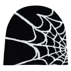 <span class=keywords><strong>Bonnet</strong></span> Y2K en gros, motif toile d'araignée gothique, tricoté, unisexe, chaud pour l'hiver, décontracté, pour l'extérieur, style <span class=keywords><strong>bonnet</strong></span> court - Product Image 4