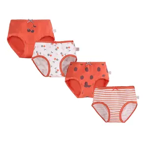 Celana dalam anak perempuan 4pcs/OEM/ODM untuk anak perempuan pakaian dalam desain buah yang indah