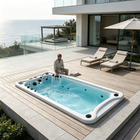 Piscine de nage à contre-courant Sunrans 5,7 m à double usage, en acrylique Aristech, avec jets de nage et sièges de hydromassage