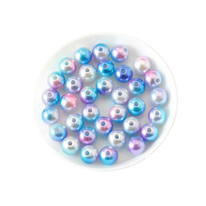 Acrylic Imitation Pearls Round With Holes For Jewelry Making Multicolored Gradient Candy Colors Loose <b>Beads</b> - Product Image 5