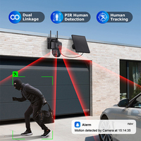 Caméra de sécurité extérieure PTZ sans fil WiFi/4G 8MP à double objectif, alimentée par énergie solaire et batterie, avec vision nocturne et visualisation à distance mobile