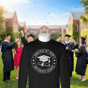 Sobreviví a la carrera de doctorado de mi madre, camiseta de manga larga, orgulloso hijo, hija - Product Image 3