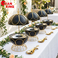 TIANXING Réchaud de buffet suspendu doré en acier inoxydable, chauffe-plats de luxe pour la restauration et les fournitures hôtelières