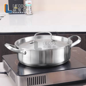 LECOS Factory Vente chaude Poêle à frire et à sauter à induction pour restaurant, Casserole en acier inoxydable avec couvercles entièrement métalliques - Product Image 4