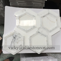 Vietnam haute qualité blanc piquet Style marbre naturel petit hexagone allongé pierre mosaïque carrelage pour mur et sol