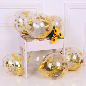 Promotion Ballons en latex transparents de 12 pouces pour anniversaire, mariage, fête, décoration, couleur or, confettis - Product Image 1