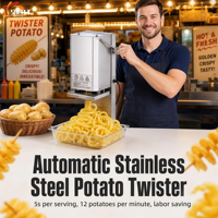 Nouvelle Conception XL - Machine à Couper les Pommes de Terre en Spirale Électrique en Acier Inoxydable, Coupe-Frites Automatique pour Frites Tornado et Frites Bouclées