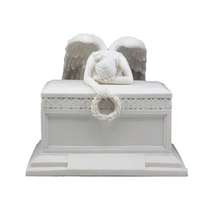 Urna Funeraria in Resina Effetto Marmo Bianco con Angelo Piangente, Scultura Statua per Cremazione da Giardino - Product Image 2