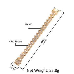 HIBRIDE Miami Prong küba bağlantı bilezik <span class=keywords><strong>3</strong></span> satır tam buzlu Out kübik zirkon 7 inç 8 inç bilezik erkek Hiphop takı B-148 - Product Image 4