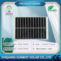 Panneaux solaires miniatures SUNBOY SOLAR 6.0V 1.6W 116x82mm PERC monocristallins sans cadre en verre, efficacité 22%, 12 cellules, 2BB Busbar, pour artisanat