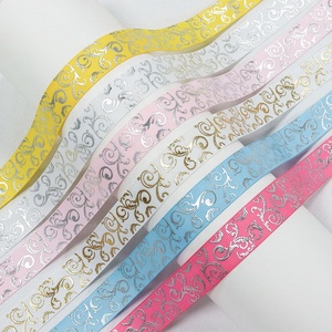 Venda quente 2.2CM Hot Stamping Impresso Floral Webbing Bow Fita De Presente De Poliéster Fita - Product Image 3