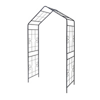 Support pour plantes grimpantes, arche pour roses, extérieur, métal noir durable, Ronry DR-L2620, 143x43x240cm, rond