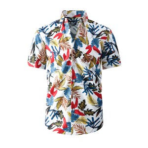 Chemises boutonnées à manches courtes hawaïennes pour hommes, taille européenne et américaine, chemises imprimées de plage pour hommes - Product Image 1