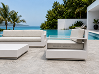 Hangkai Modische Outdoor-Terrassenmöbel Wasserdichtes Weißes Aluminium Hof-Relax-Gartensofa-Set