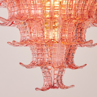 Lustre en verre rose de Murano à la française Design simple et moderne pour Villa Escalier Void Hall Salon Blanc chaud pour un usage domestique