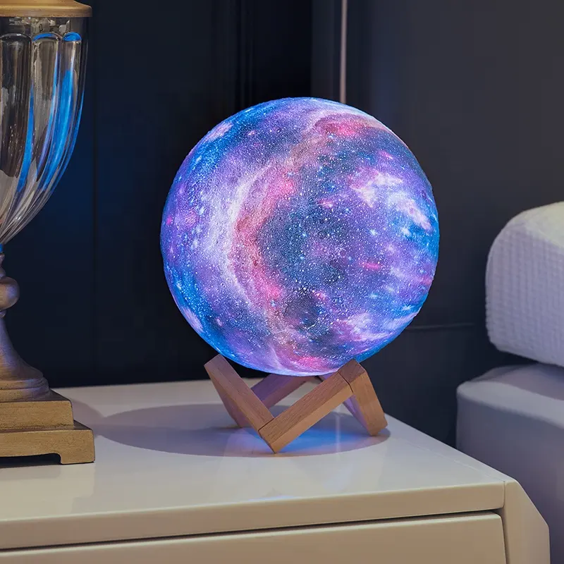 Biumart 20cm Galaxy Lamp USB Rechargeable 16 Color Change Touch Pat Galaxy Moon Lamp Night Light with Remote Controller as Gift