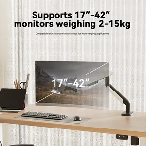 Original Factory 42Inch Heavy Duty Custom Aluminum Gaming Monitor Support Pc Arm Long 15Kgs Mount Desk C-Clamp Grommet Base