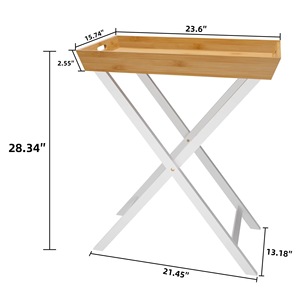 Bamboo X-frame TV Tray <b>Table</b> Natural White Rectangle <b>Foldable</b> Multipurpose Side <b>Table</b> for Living Room or Bedroom - Product Image 5