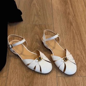 Sandalias Romanas de Piel de Oveja con Diseño de Camelia, Transpirables, para <span class=keywords><strong>Mujer</strong></span>, con Hebilla y Correa Vintage, para Uso en Exteriores de Verano - Product Image 1